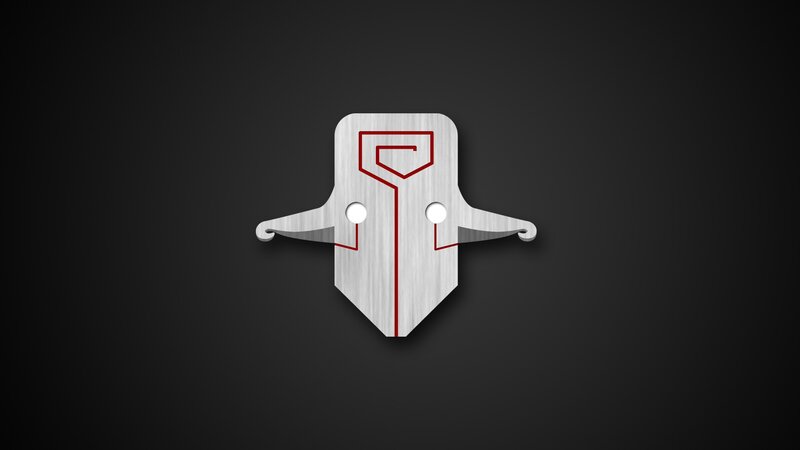 Metallic Emblem with Red Lines