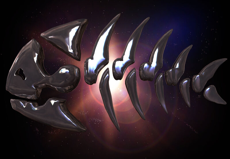 Metallic Fish Skeleton — Black