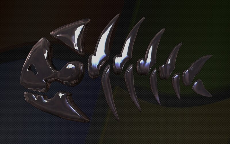 Metallic fish skeleton
