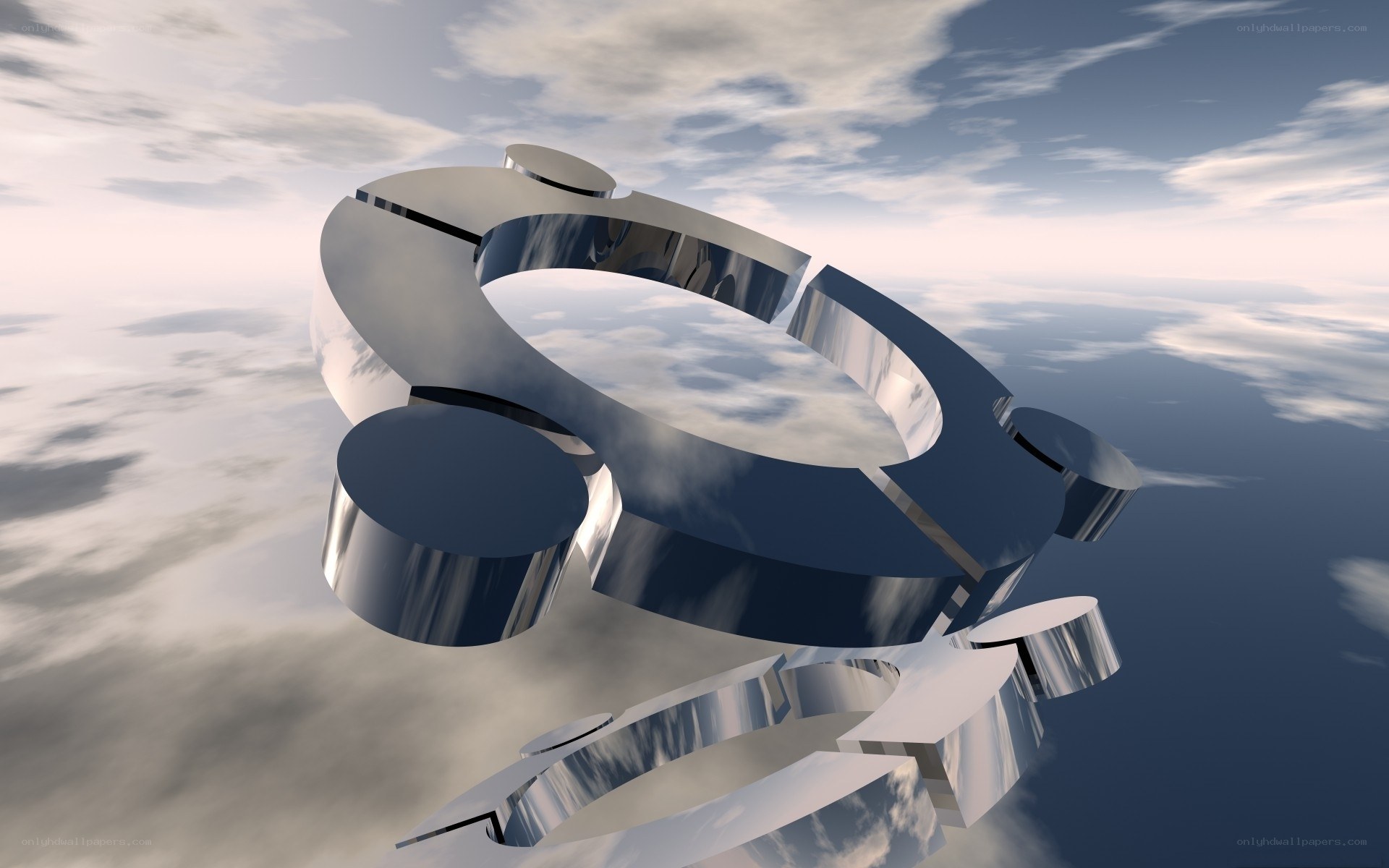 Metallic gear in sky