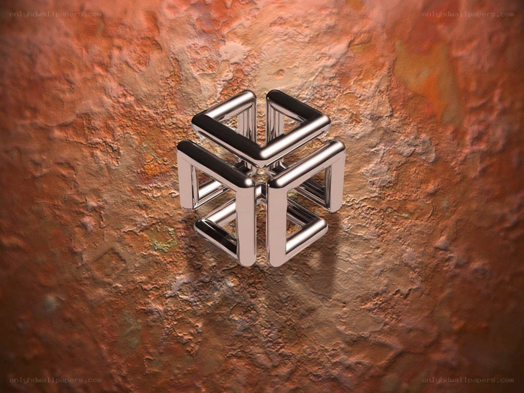 Metallic geometric sculpture on copper