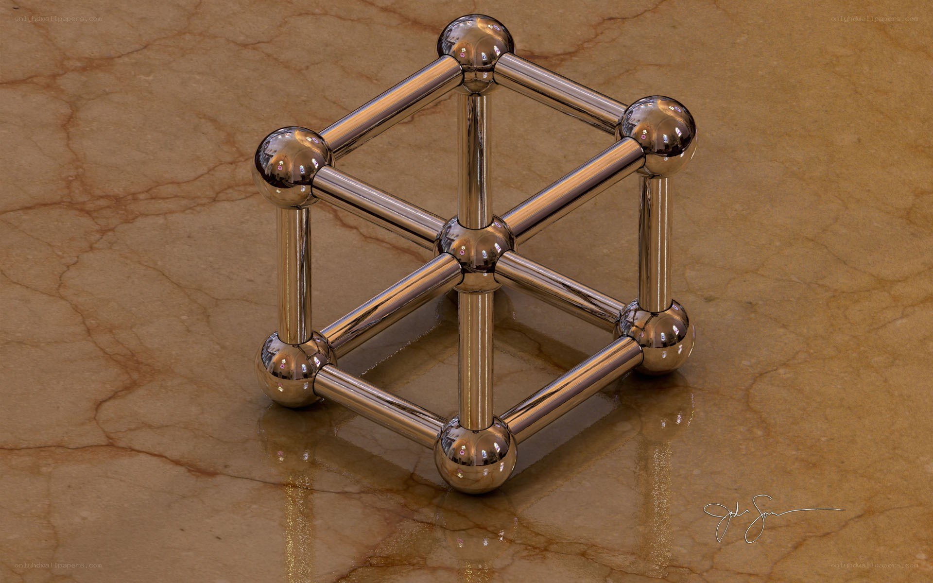 Metallic geometric sculpture