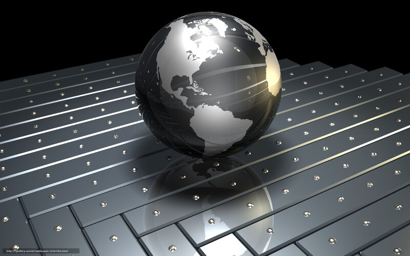 Metallic globe on grid