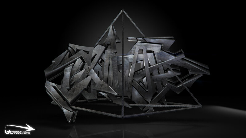 Metallic Graffiti Sculpture