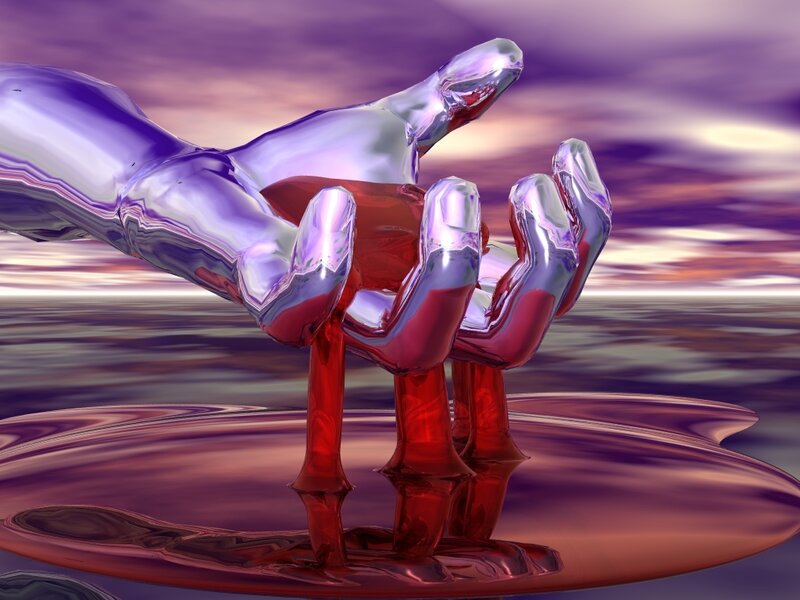 Metallic hands sculpture