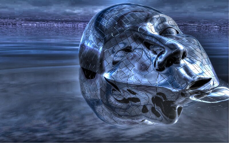 Metallic Head Sculpture