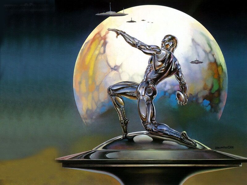 Metallic Humanoid Statue