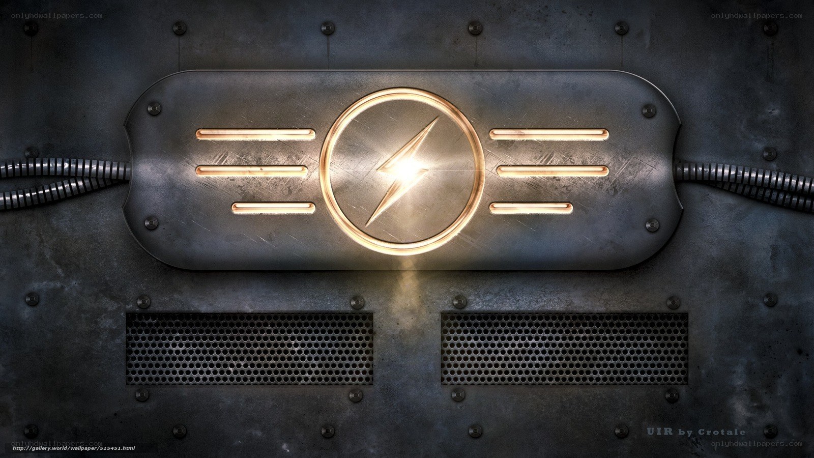 metallic lightning logo panel