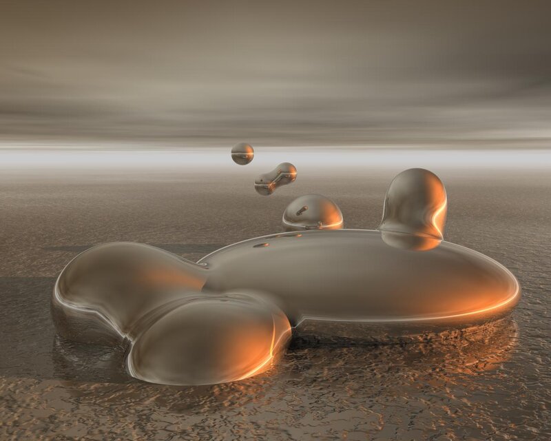 Metallic liquid forms on wet surface