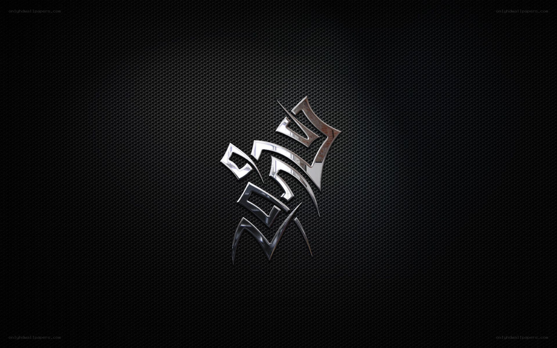 metallic logo on dark mesh