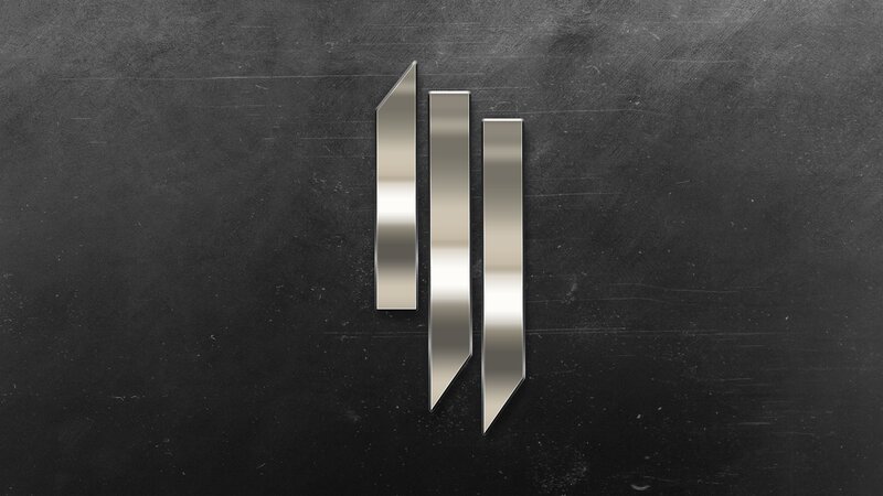 Metallic Logo on Dark Surface