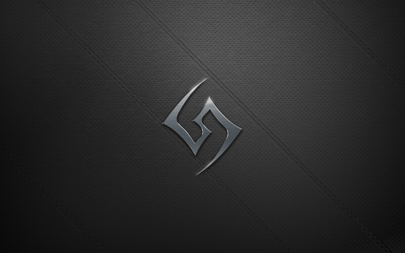 metallic logo on textured background