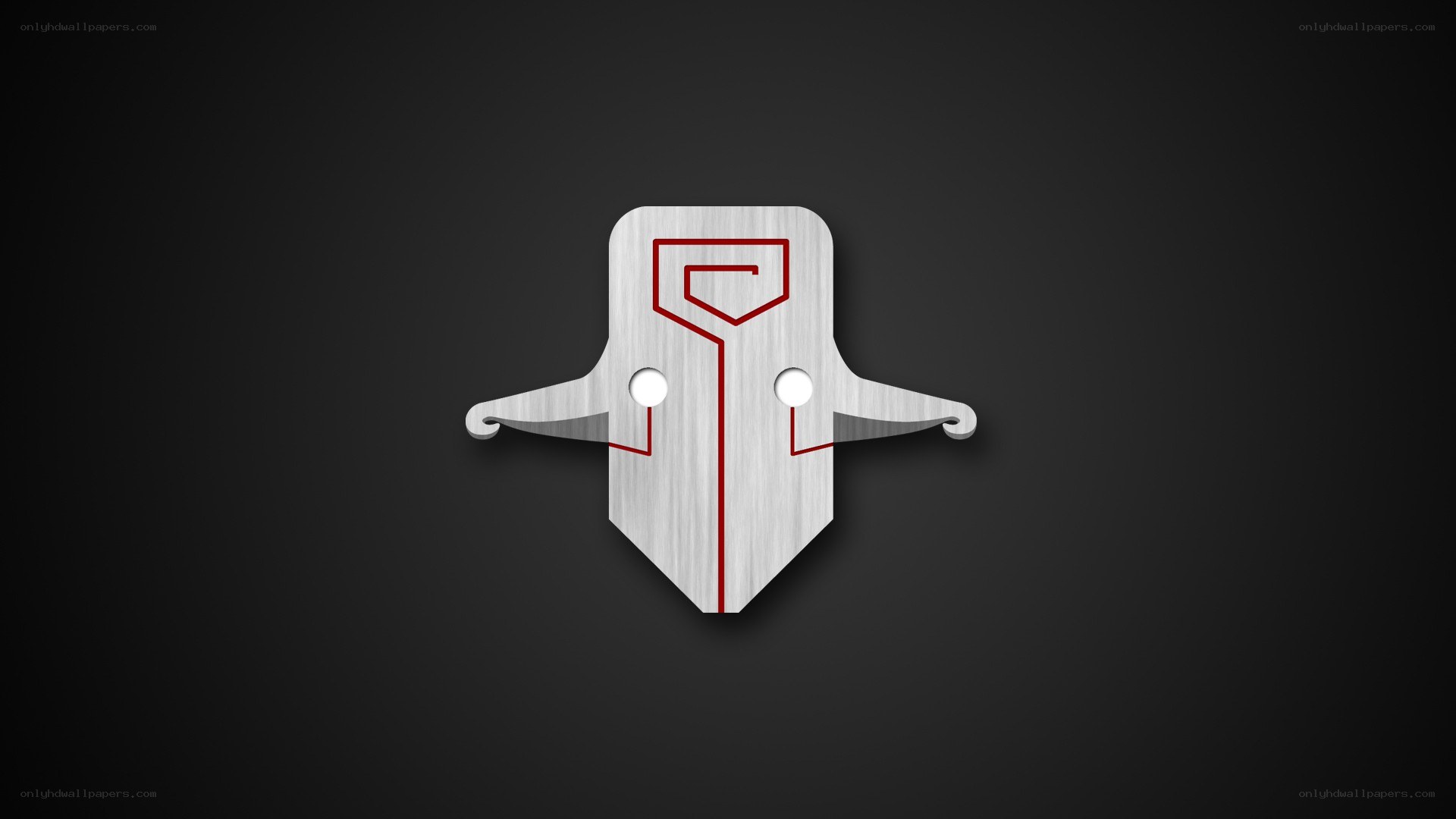 metallic logo with red design
