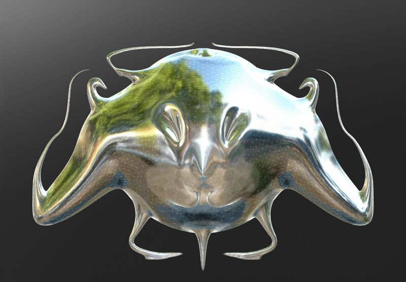 Metallic Manta Ray Sculpture