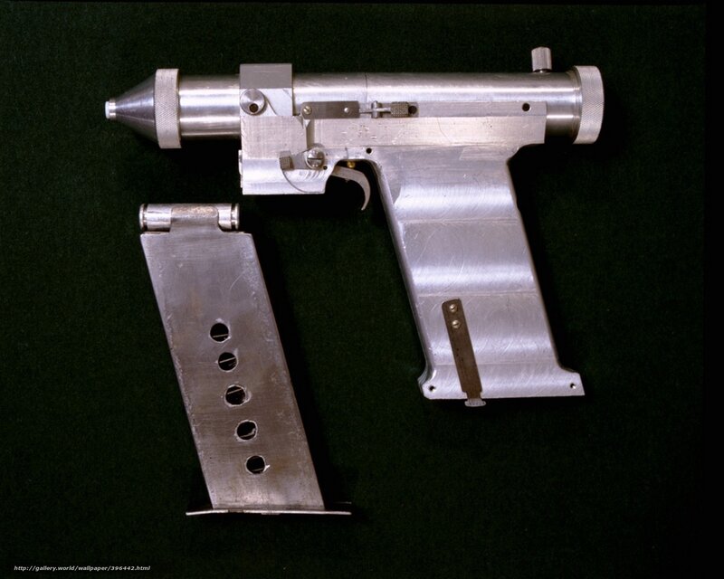 metallic pistol with magazine