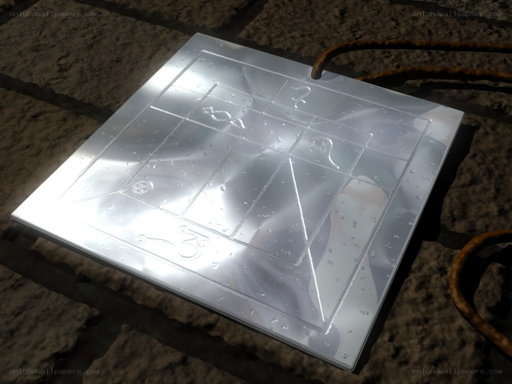 metallic puzzle plate on stone