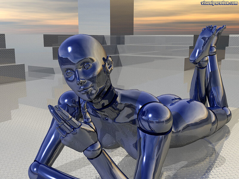metallic robot figure