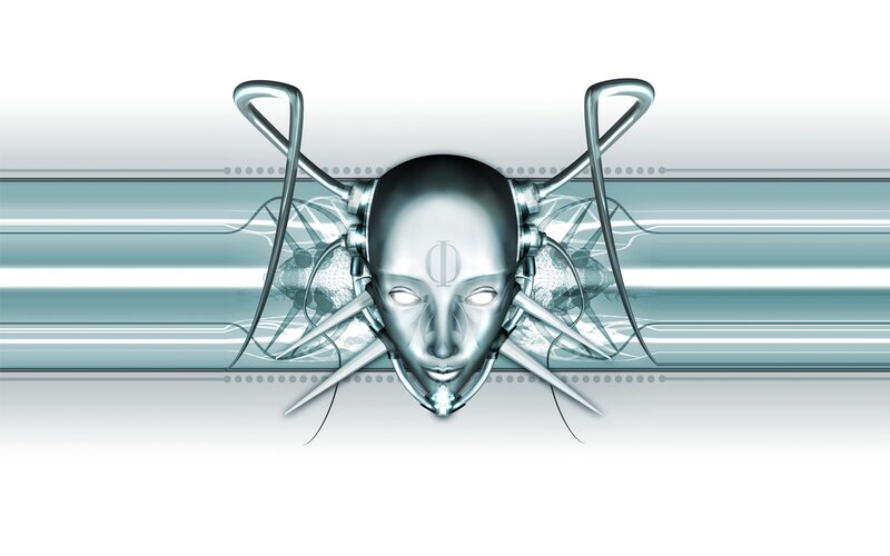 Metallic Robot Head — Silver