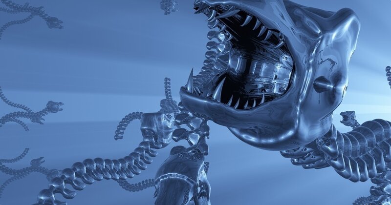 Metallic shark skeleton