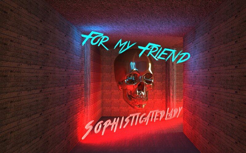 Metallic Skull in Corridor