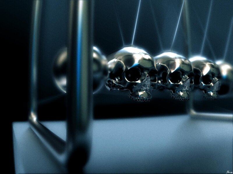 Metallic Skulls in Motion