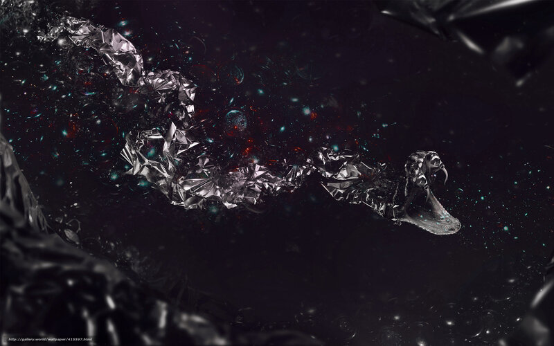 Metallic snake in space