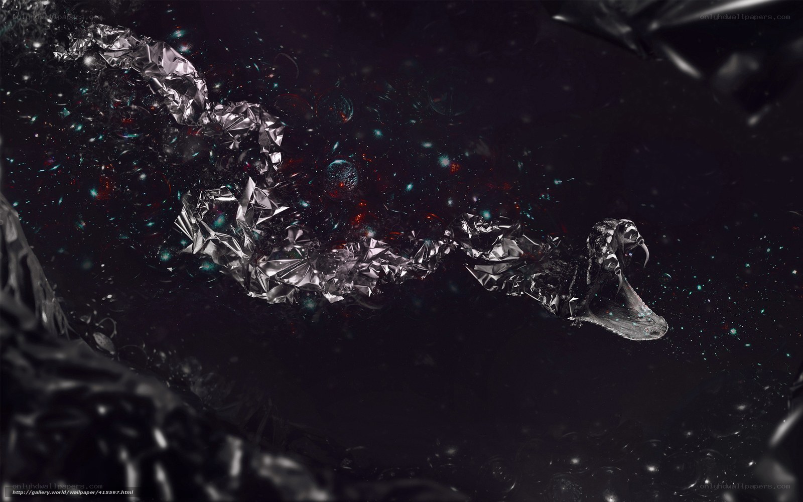 Metallic snake in space