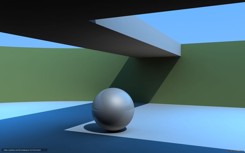 Metallic Sphere in Room — Blue
