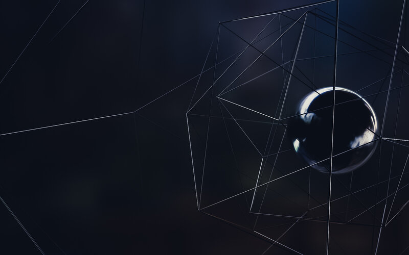 Metallic Sphere in Wireframe — Black, Dark