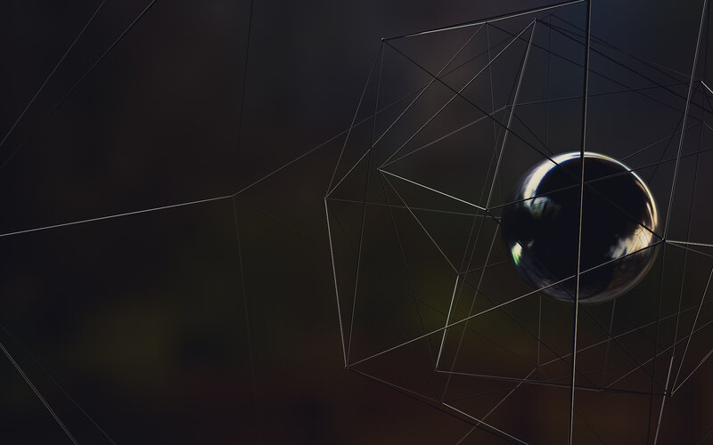Metallic Sphere in Wireframe — Black