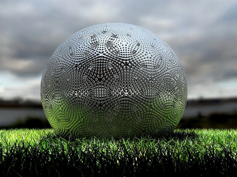 Metallic Sphere on Grass