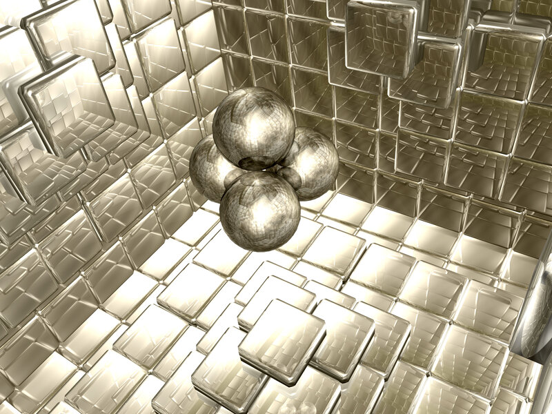 Metallic spheres in cube structure