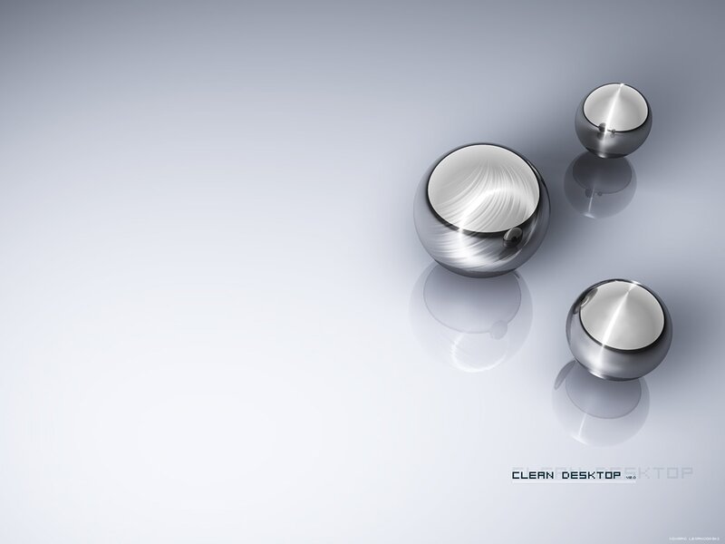 Metallic spheres on reflective surface