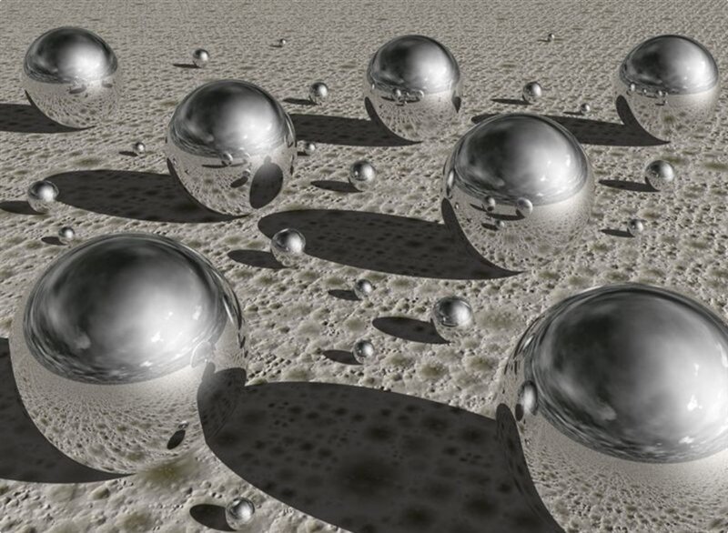 Metallic spheres on textured surface