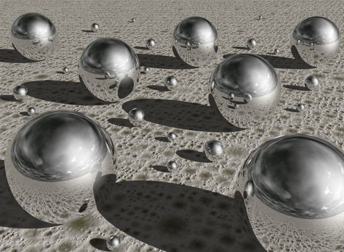 Metallic spheres on textured surface