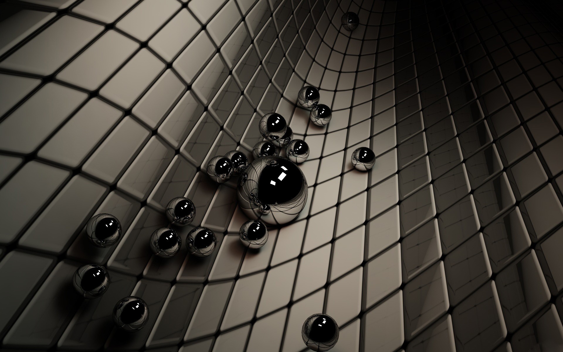 Metallic spheres on tiled surface
