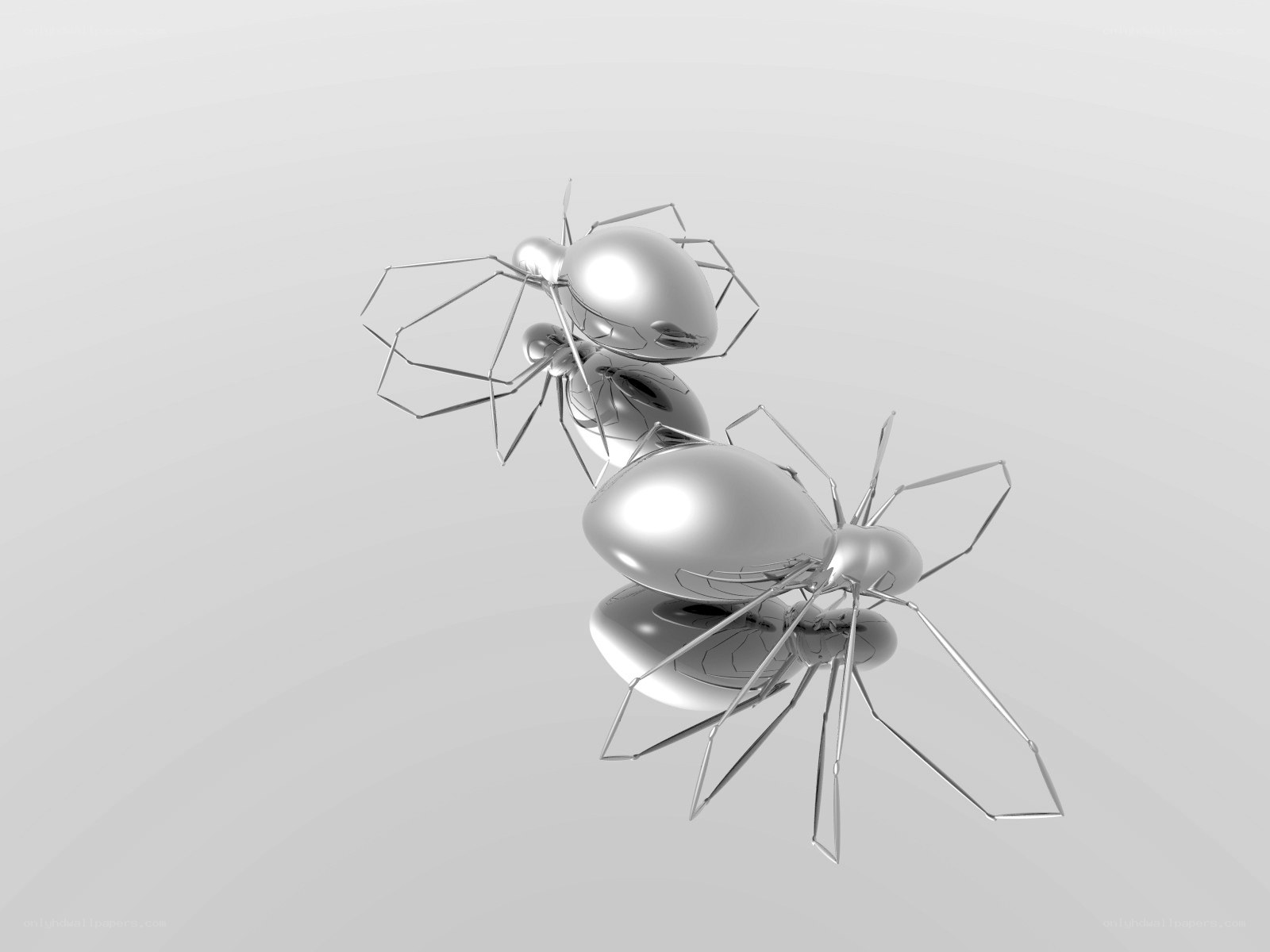 Metallic spider sculptures