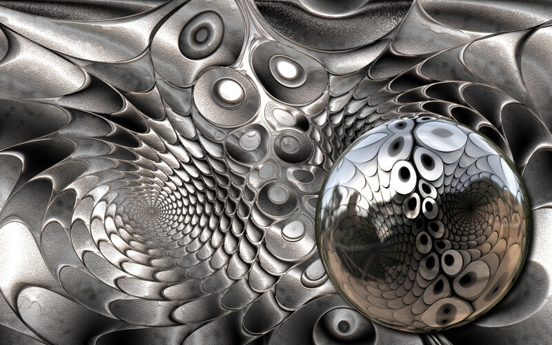 Metallic spiral tunnel with sphere