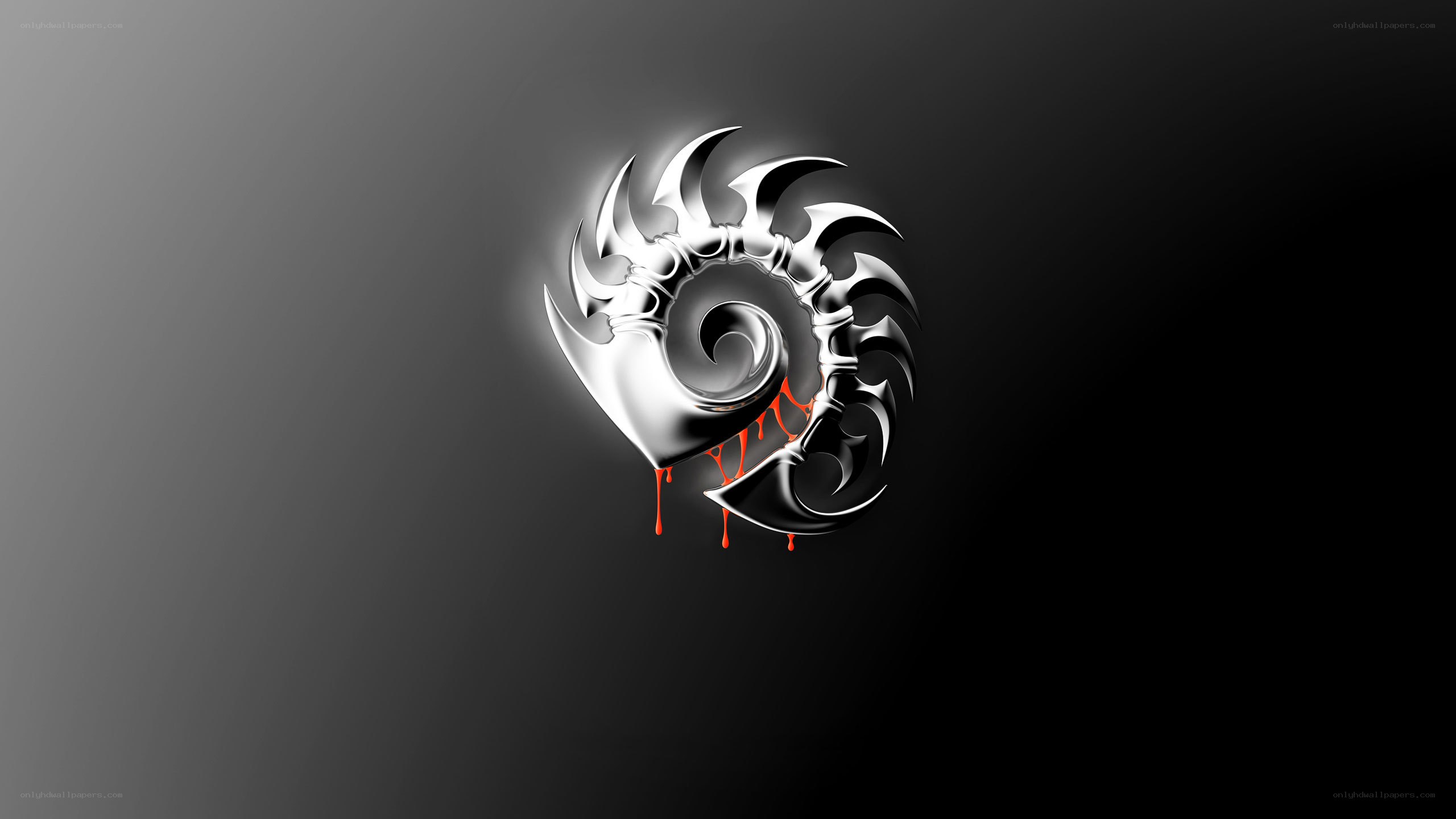 metallic spiral with blood drips