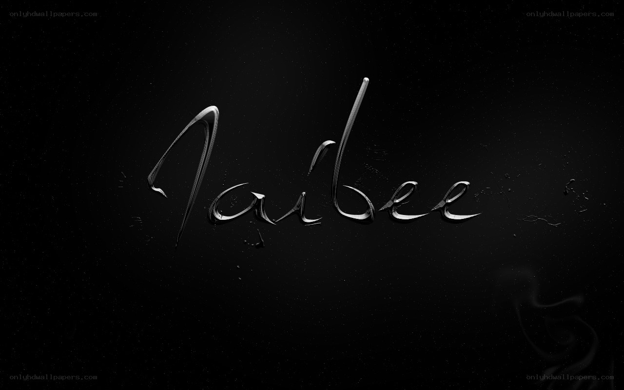 metallic text on dark background