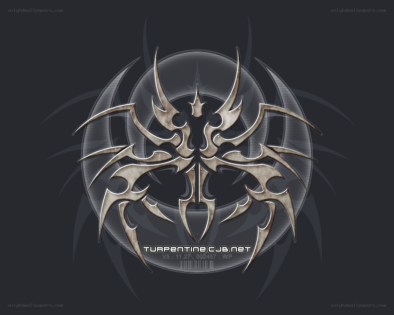 metallic tribal spider emblem