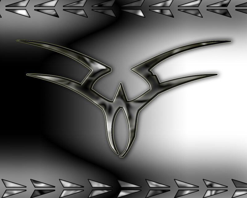 metallic winged emblem
