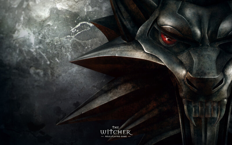 Metallic Wolf Head — Gray, Dark, Dramatic, Digital Art, Red Eye