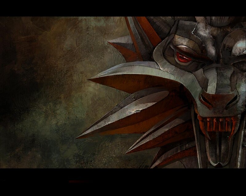 metallic wolf mask artwork