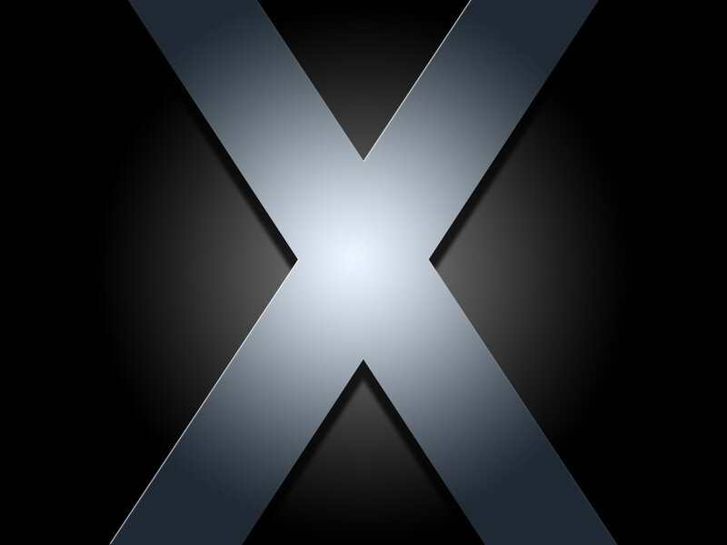 metallic X logo on black