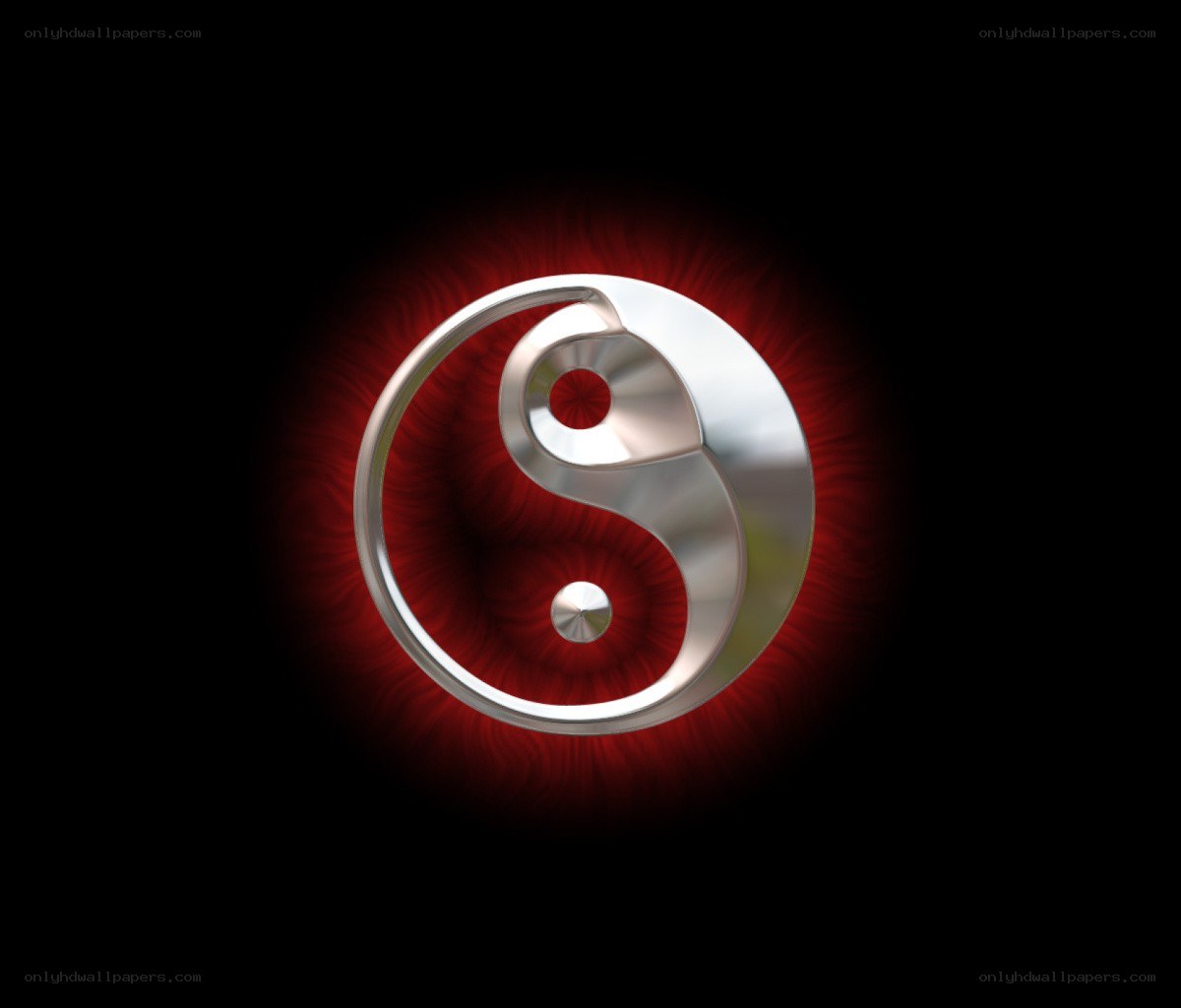 Metallic yin-yang symbol