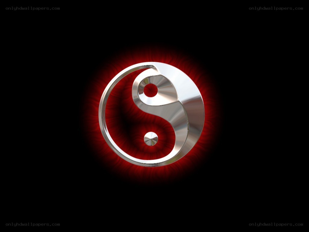 Metallic yin-yang symbol