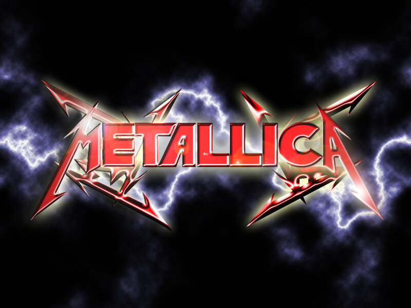 Metallica band logo with lightning