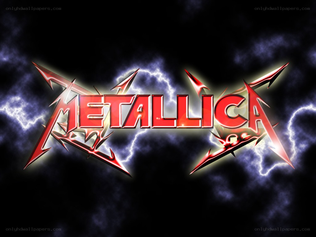 Metallica band logo with lightning