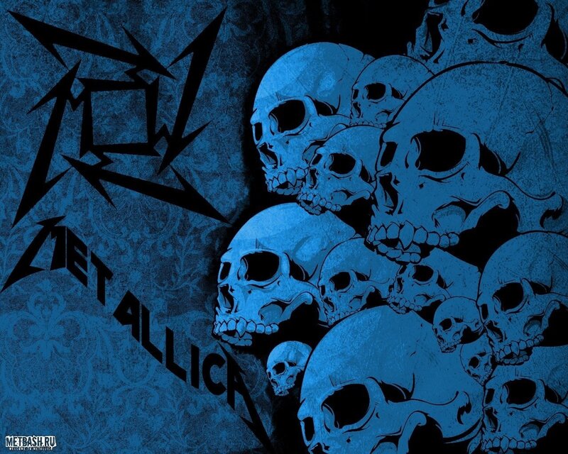 Metallica band logo with skulls